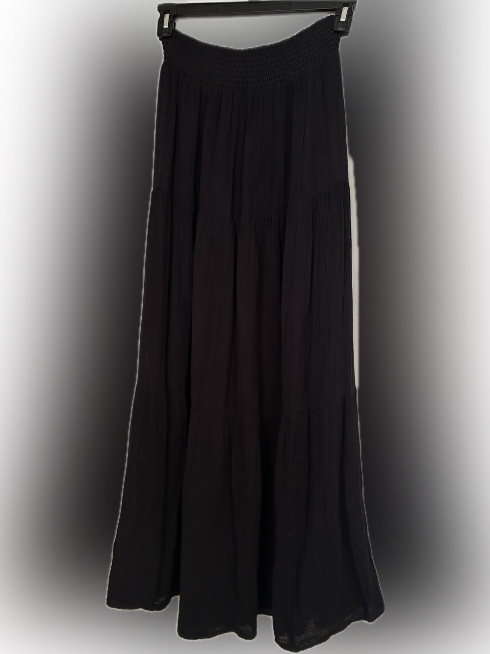 Michael Stars Black Cotton Tiered Maxi Skirt